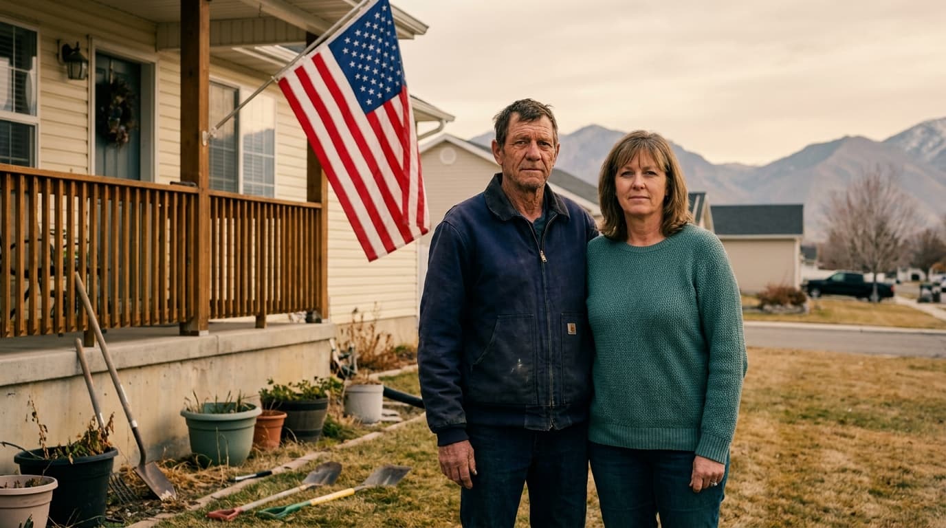 A veteran and his spouse outside their home